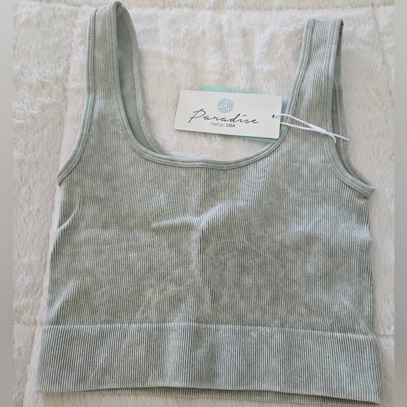 Paradise Fashion Ribbed Square Neck Tank/Bralette - Picture 4 of 5